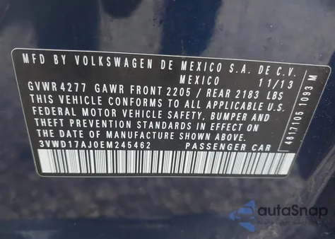 2014 Volkswagen Jetta 1.8T Se from USA, damaged, VIN 3VWD17AJ0EM245462